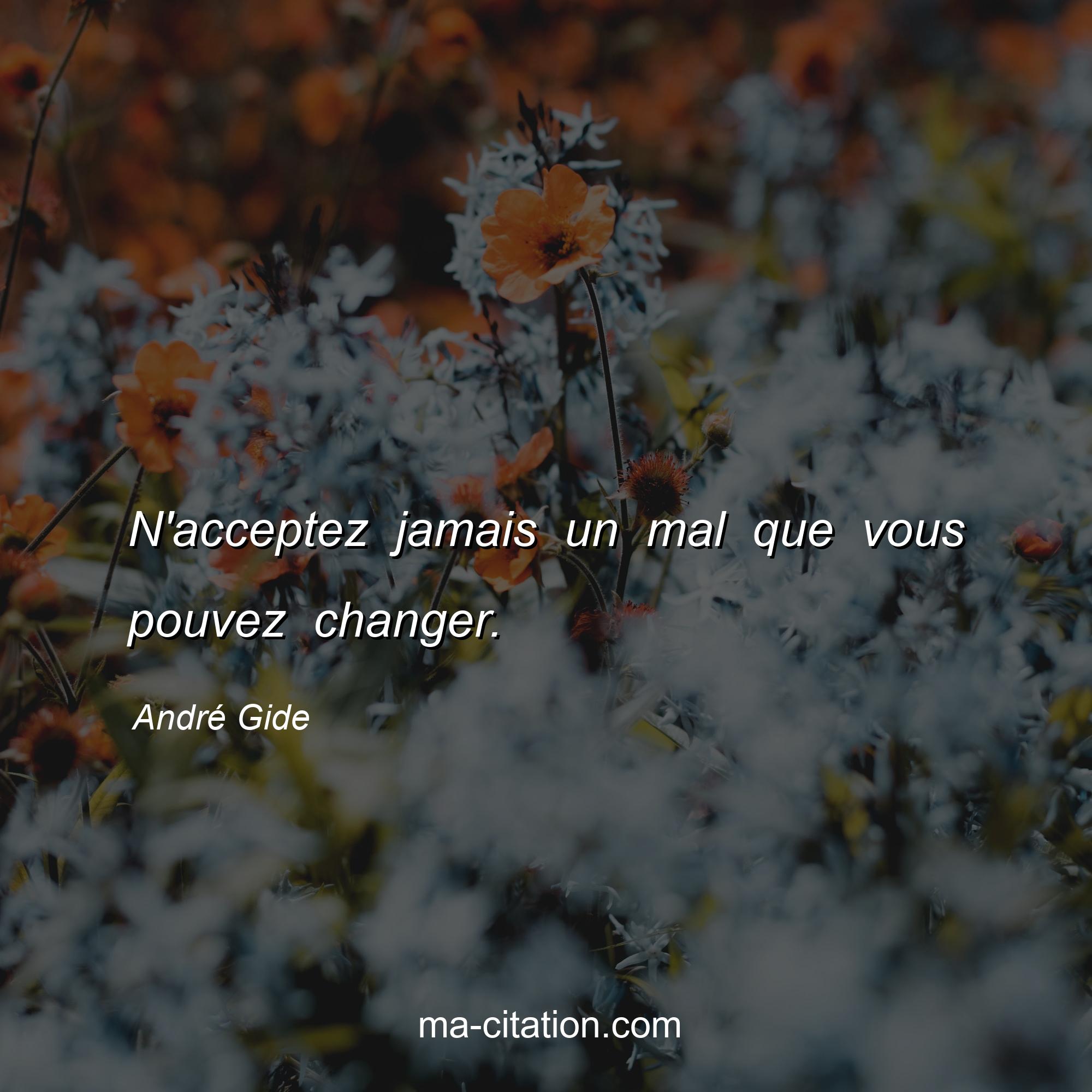 André Gide : N'acceptez jamais un mal que vous pouvez changer.