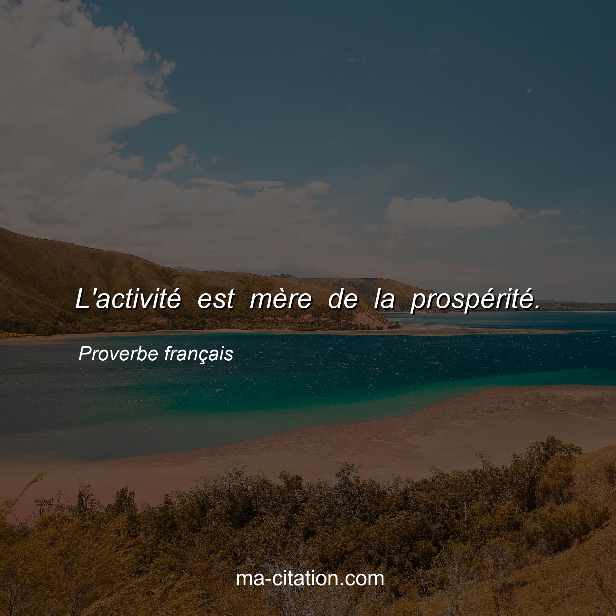 Proverbe français : L'activité est mère de la prospérité.