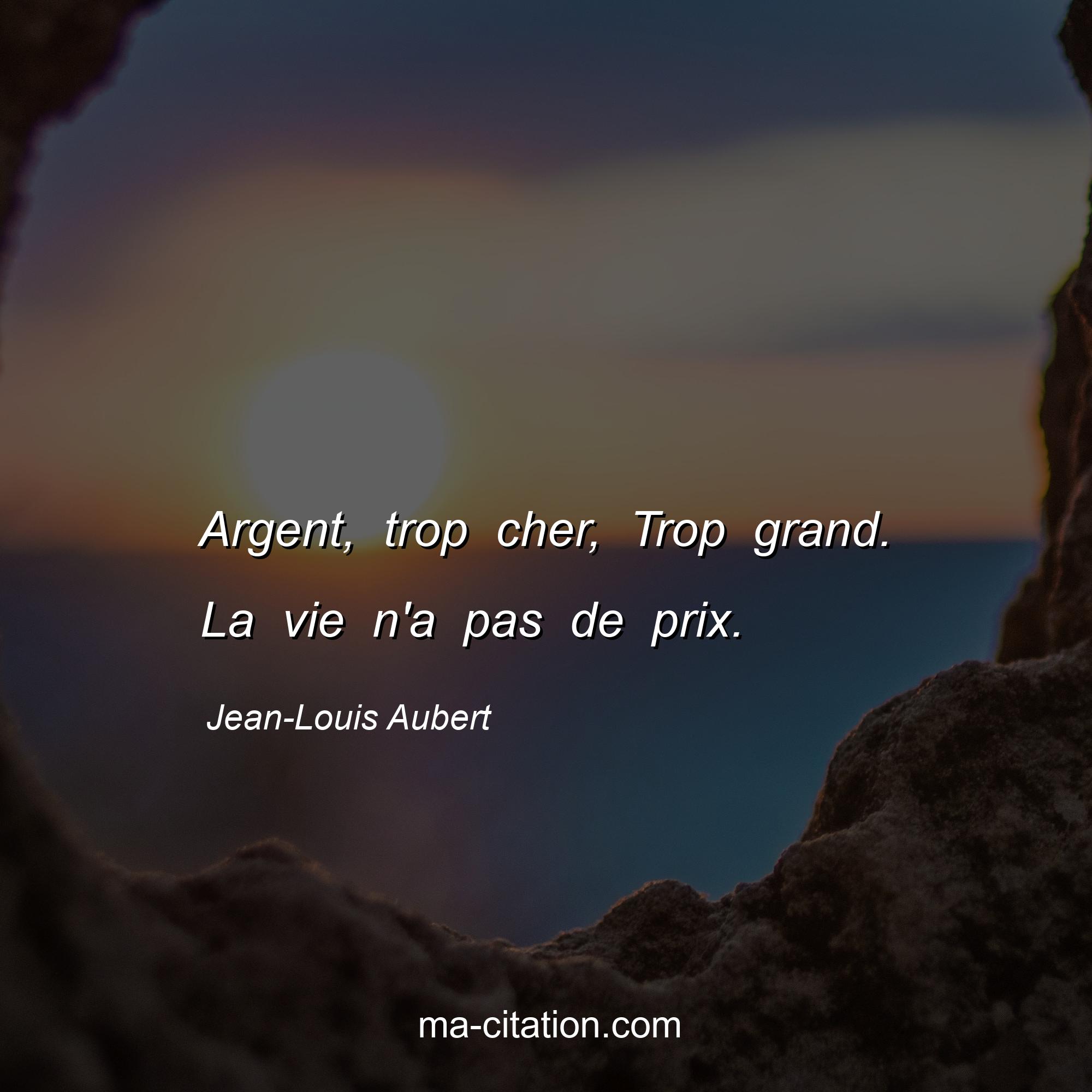 Jean-Louis Aubert : Argent, trop cher, Trop grand. La vie n'a pas de prix.