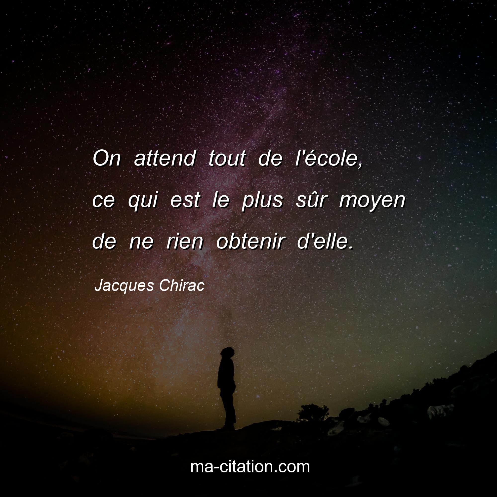 Jacques Chirac : On attend tout de l'école, ce qui est le plus sûr moyen de ne rien obtenir d'elle.