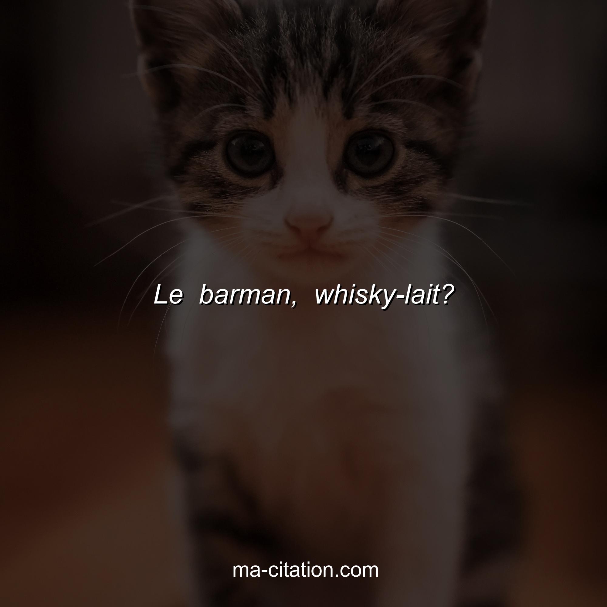 Ma-Citation.com : Le barman, whisky-lait?