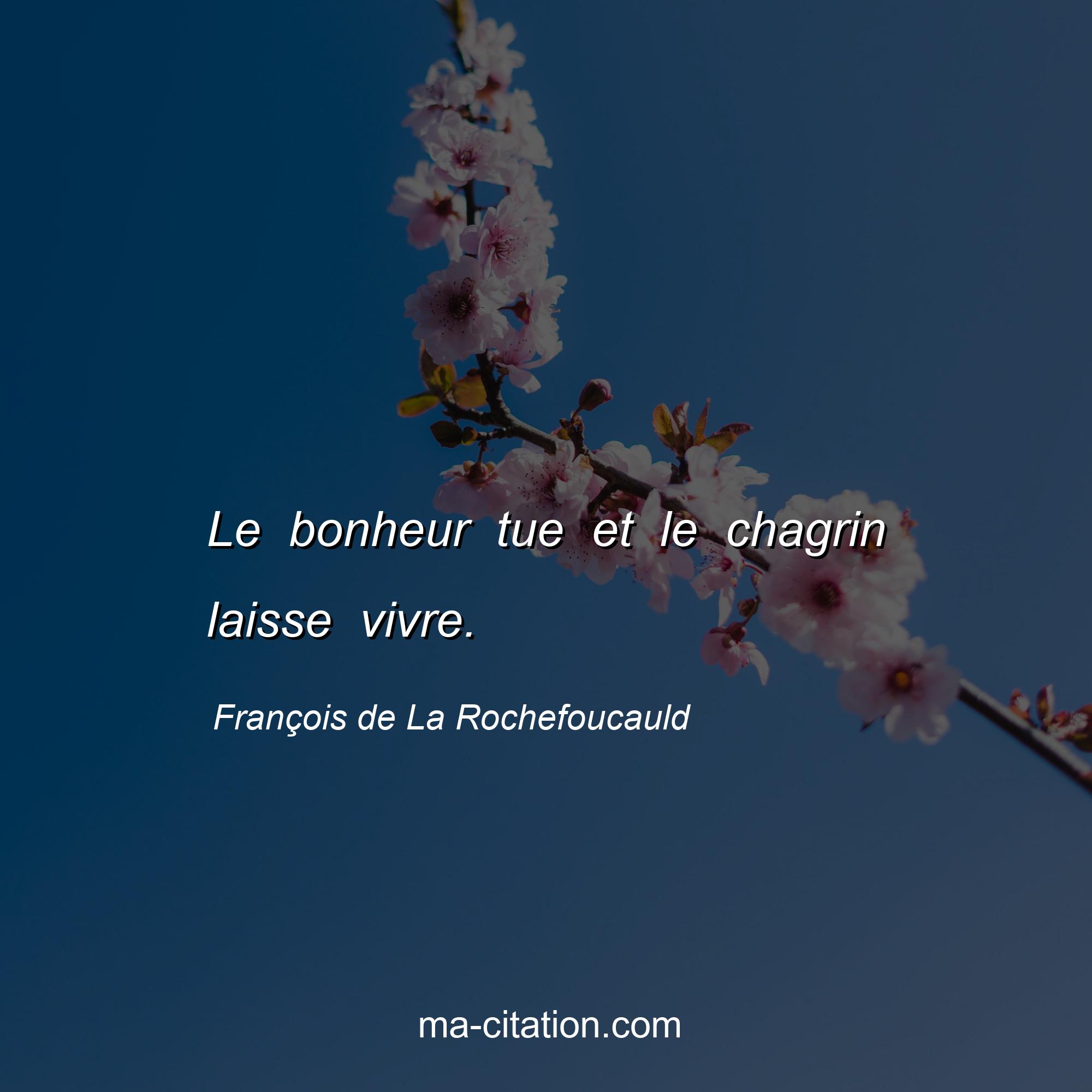 François de La Rochefoucauld : Le bonheur tue et le chagrin laisse vivre.