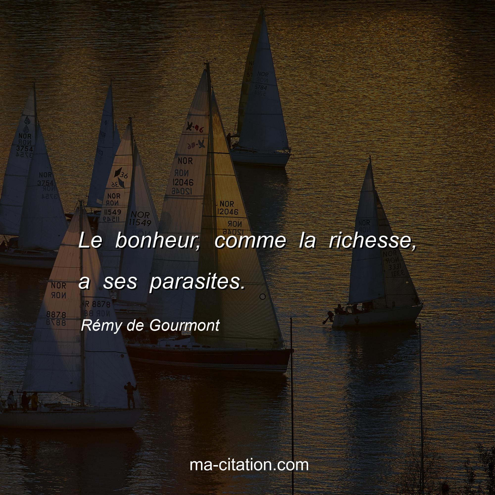Rémy de Gourmont : Le bonheur, comme la richesse, a ses parasites.