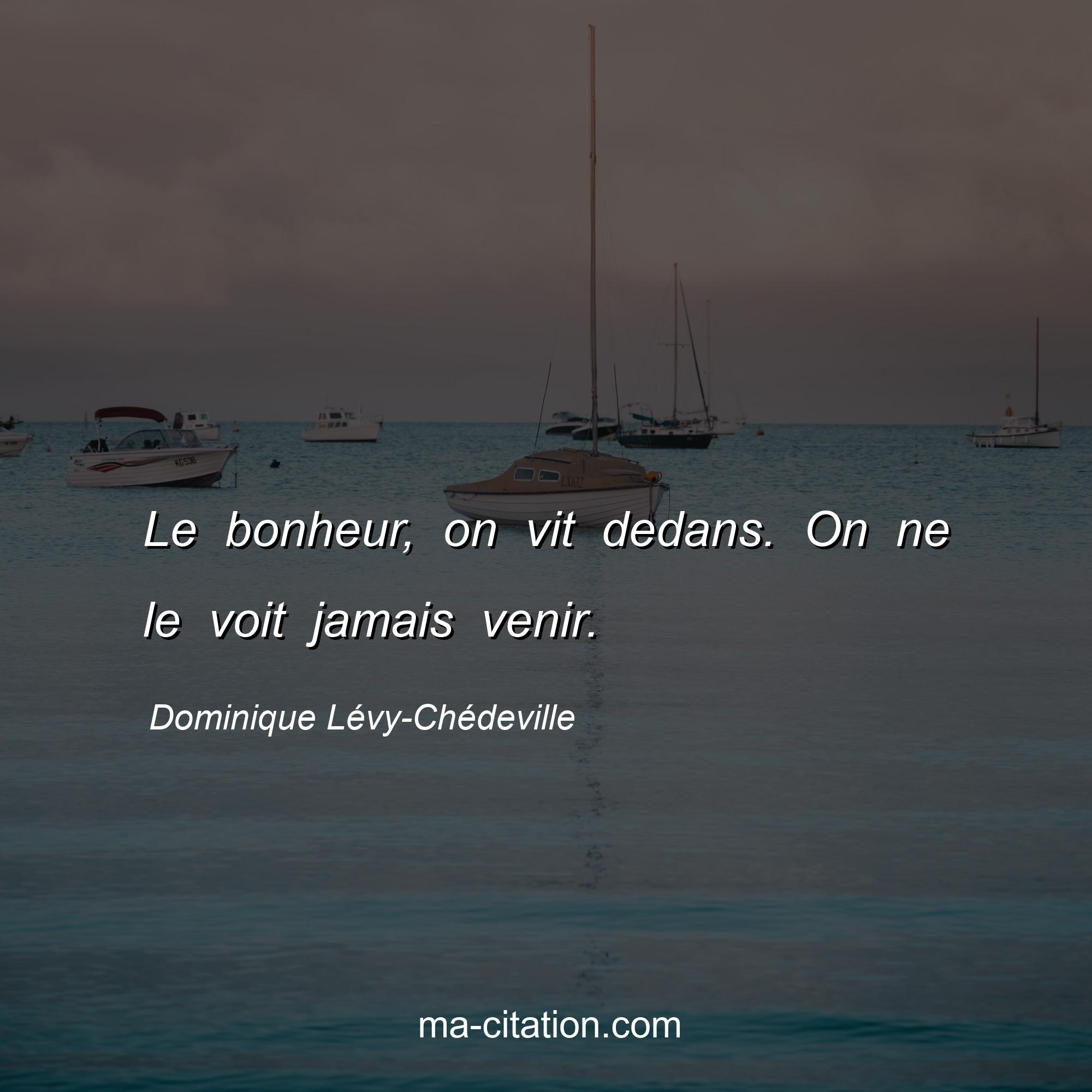 Dominique Lévy-Chédeville : Le bonheur, on vit dedans. On ne le voit jamais venir.