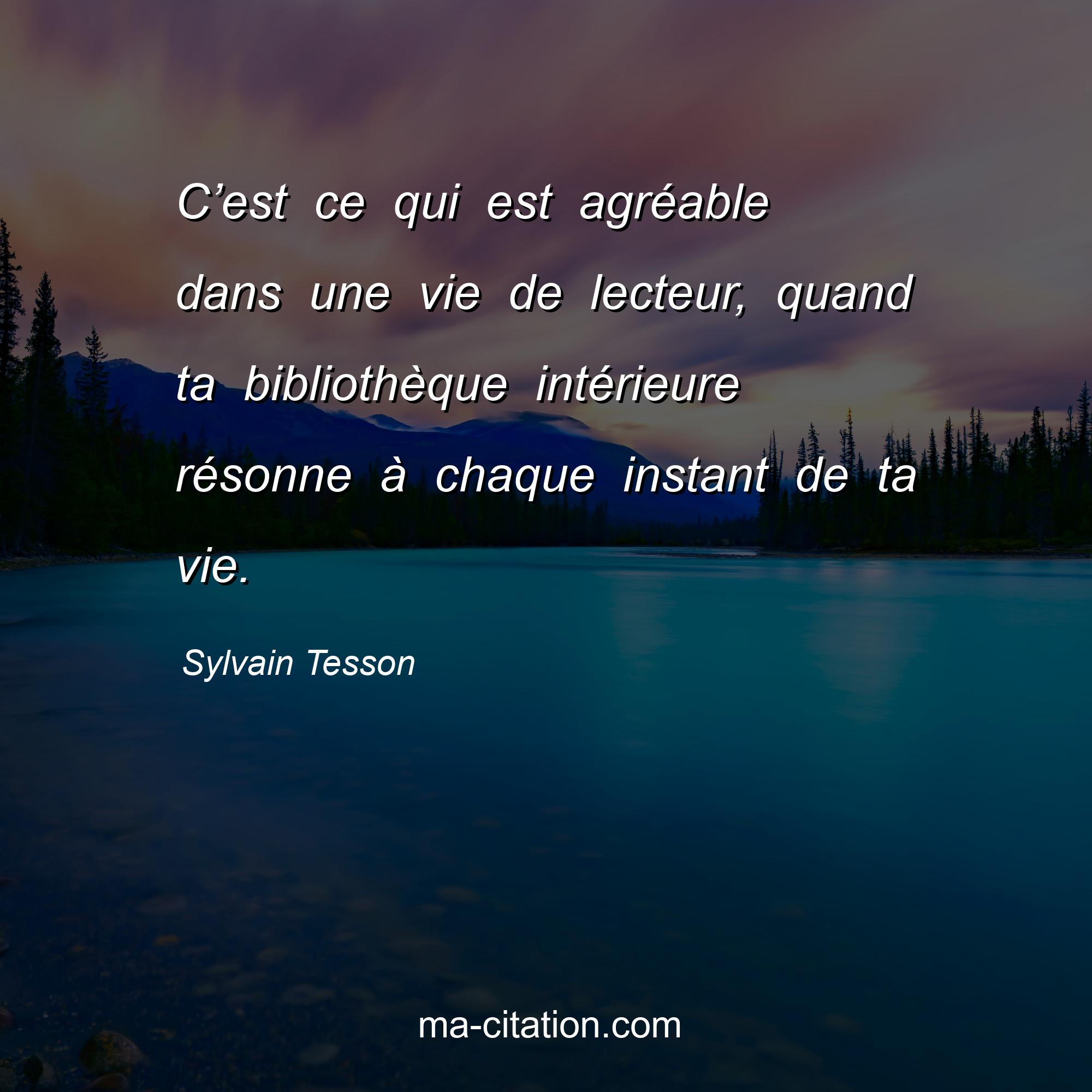 Sylvain Tesson : C’est ce qui est agréable dans une vie de lecteur, quand ta bibliothèque intérieure résonne à chaque instant de ta vie.