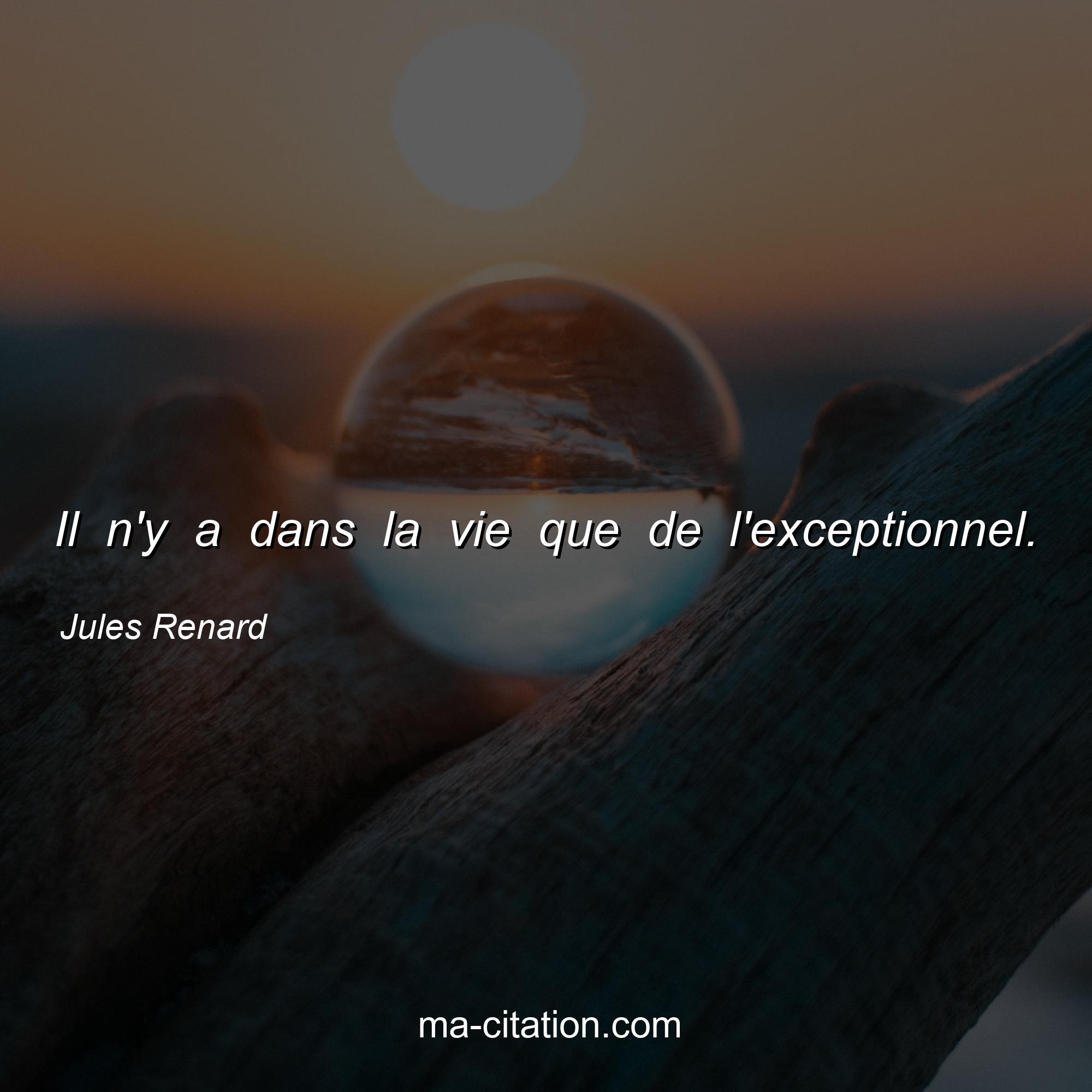 Jules Renard : Il n'y a dans la vie que de l'exceptionnel.