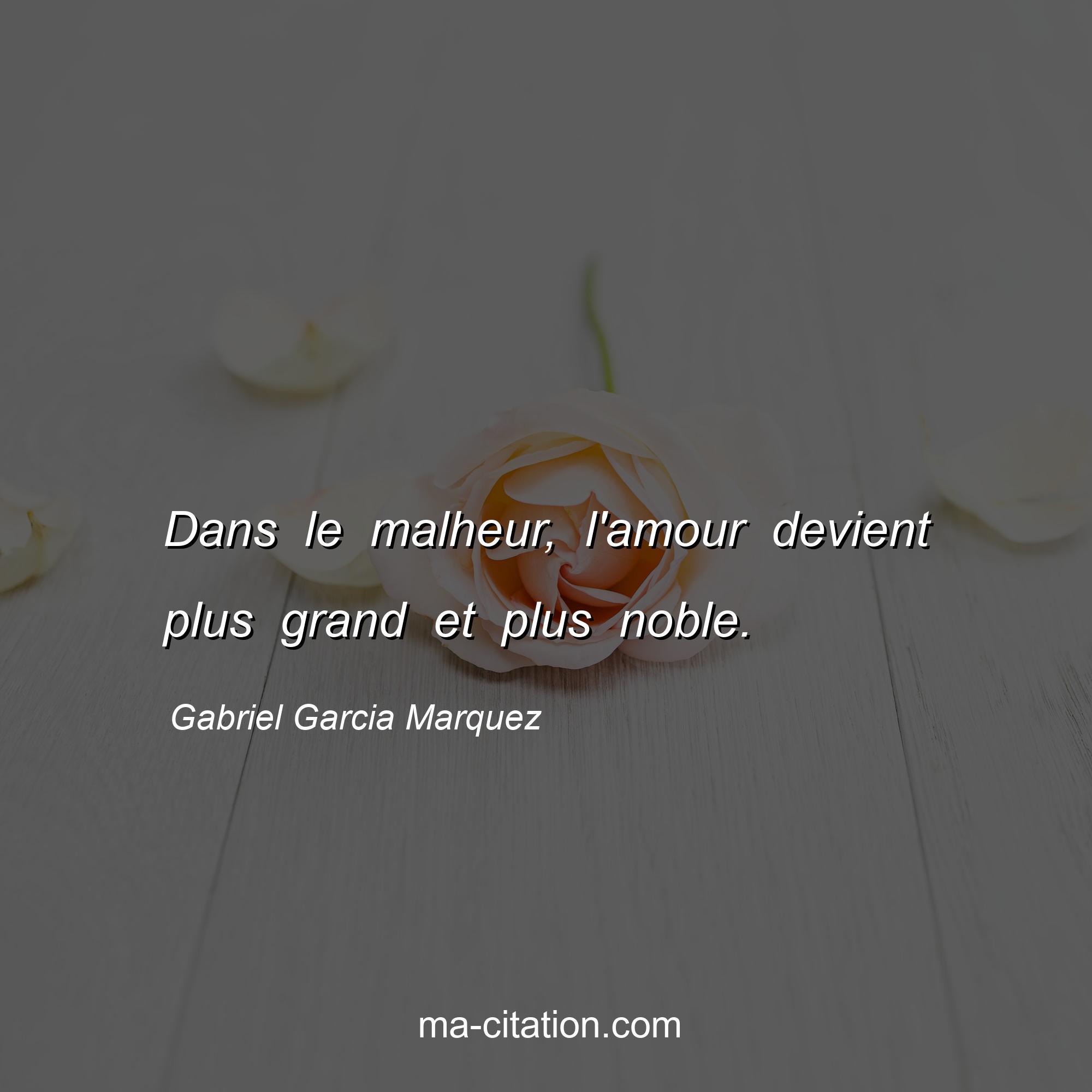 Gabriel Garcia Marquez : Dans le malheur, l'amour devient plus grand et plus noble.