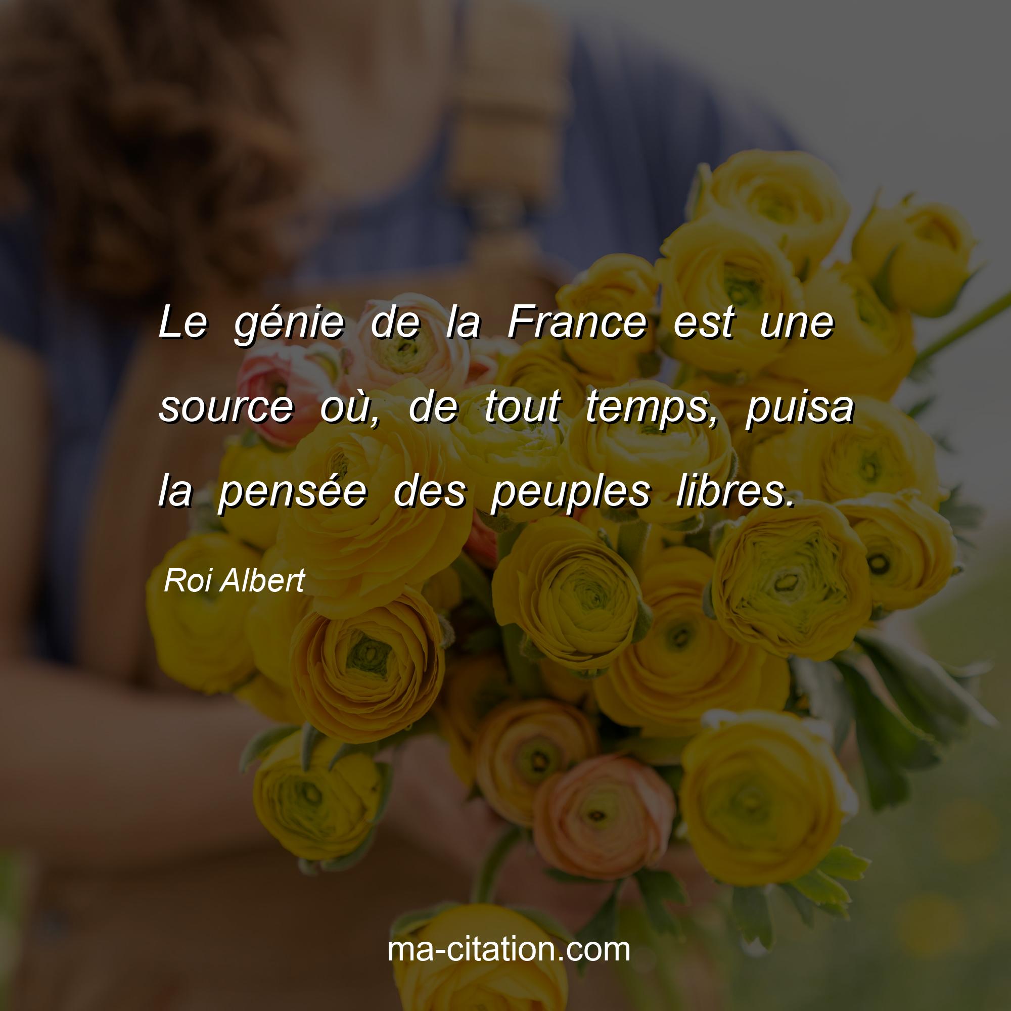 Roi Albert : Le génie de la France est une source où, de tout temps, puisa la pensée des peuples libres.