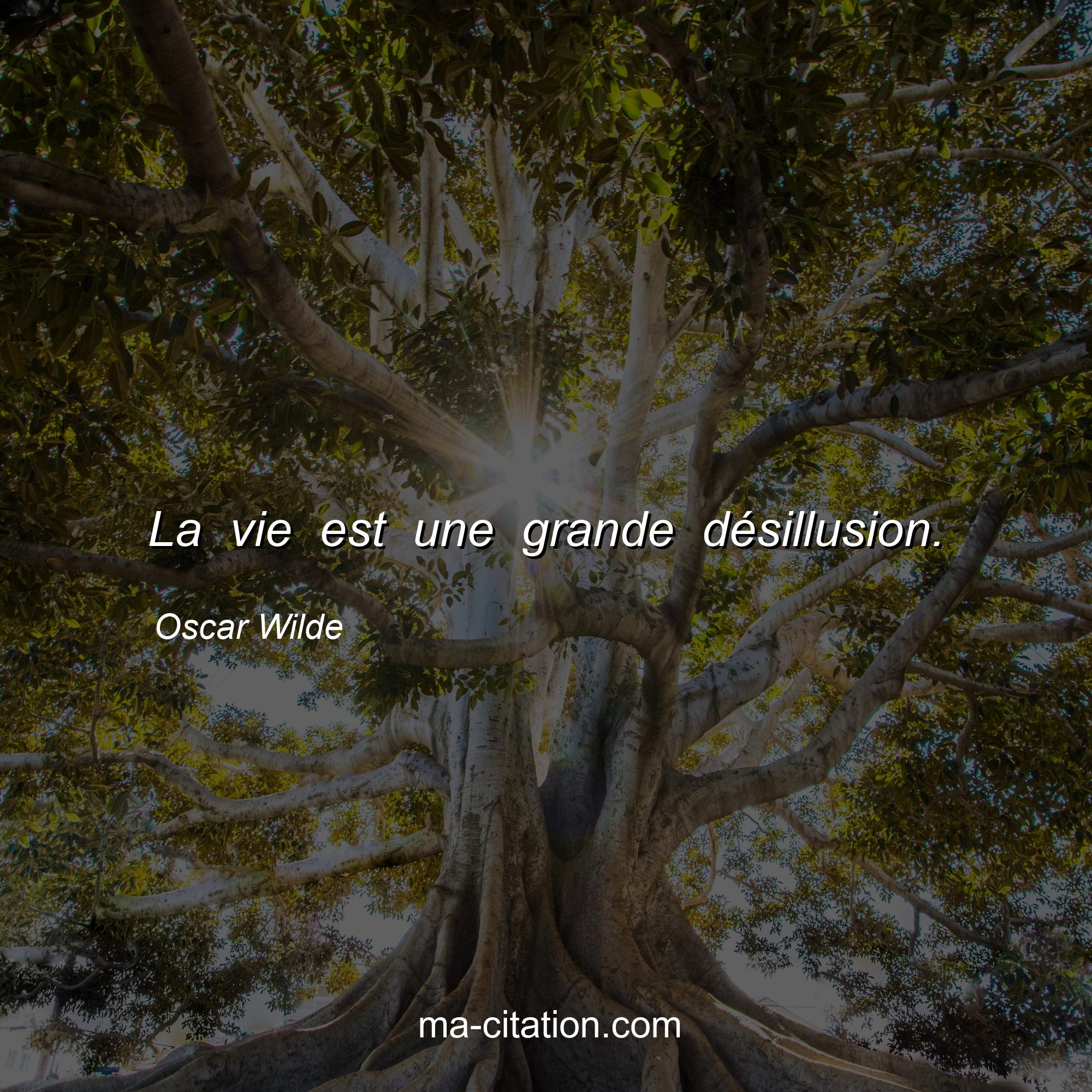 Oscar Wilde : La vie est une grande désillusion.