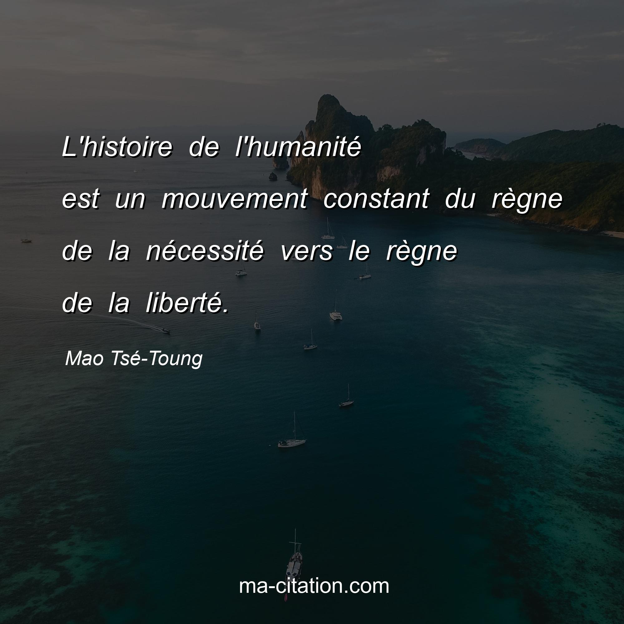 Mao Tsé-Toung : L'histoire de l'humanité est un mouvement constant du règne de la nécessité vers le règne de la liberté.