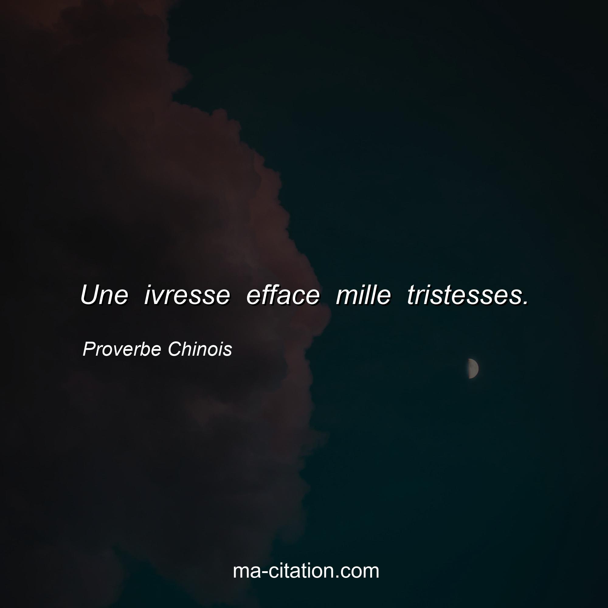 Proverbe Chinois : Une ivresse efface mille tristesses.