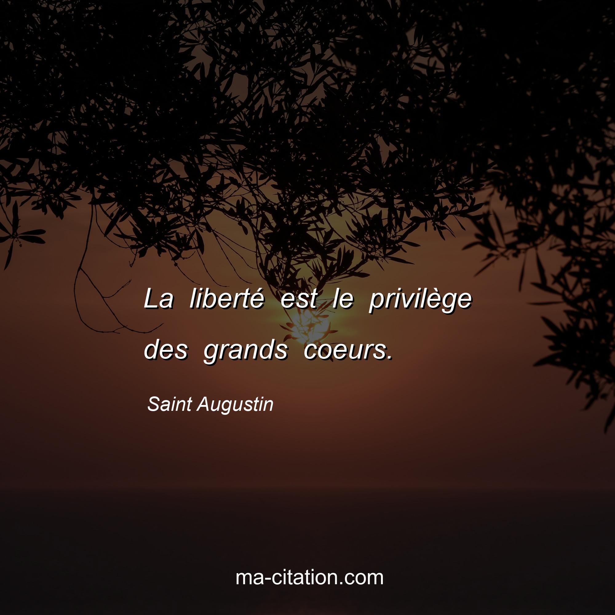 Saint Augustin : La liberté est le privilège des grands coeurs.