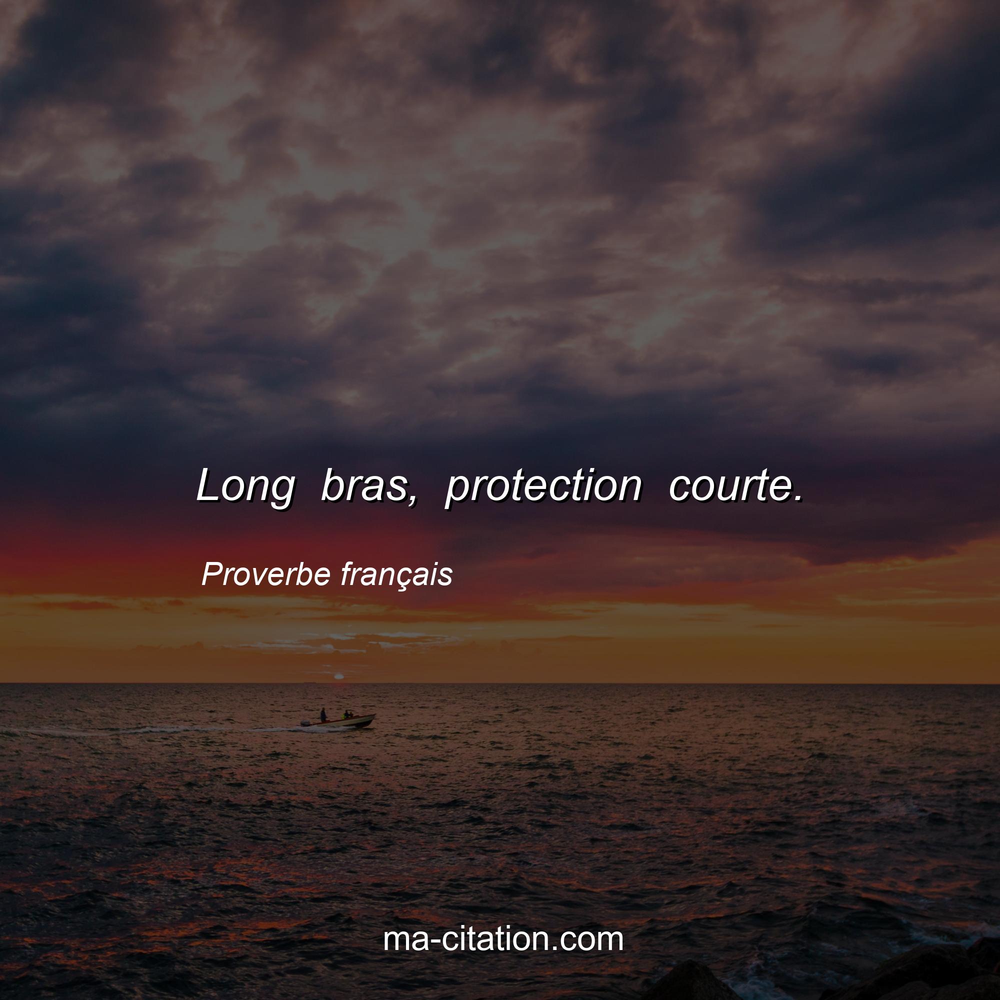 Proverbe français : Long bras, protection courte.