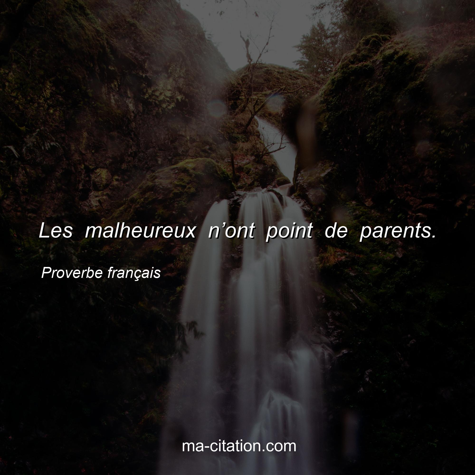 Proverbe français : Les malheureux n’ont point de parents.