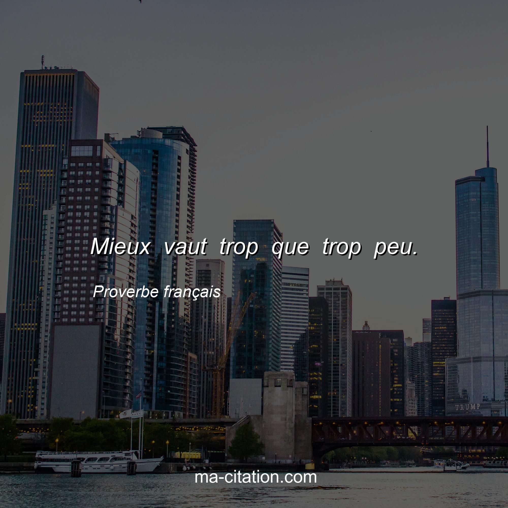 Proverbe français : Mieux vaut trop que trop peu.