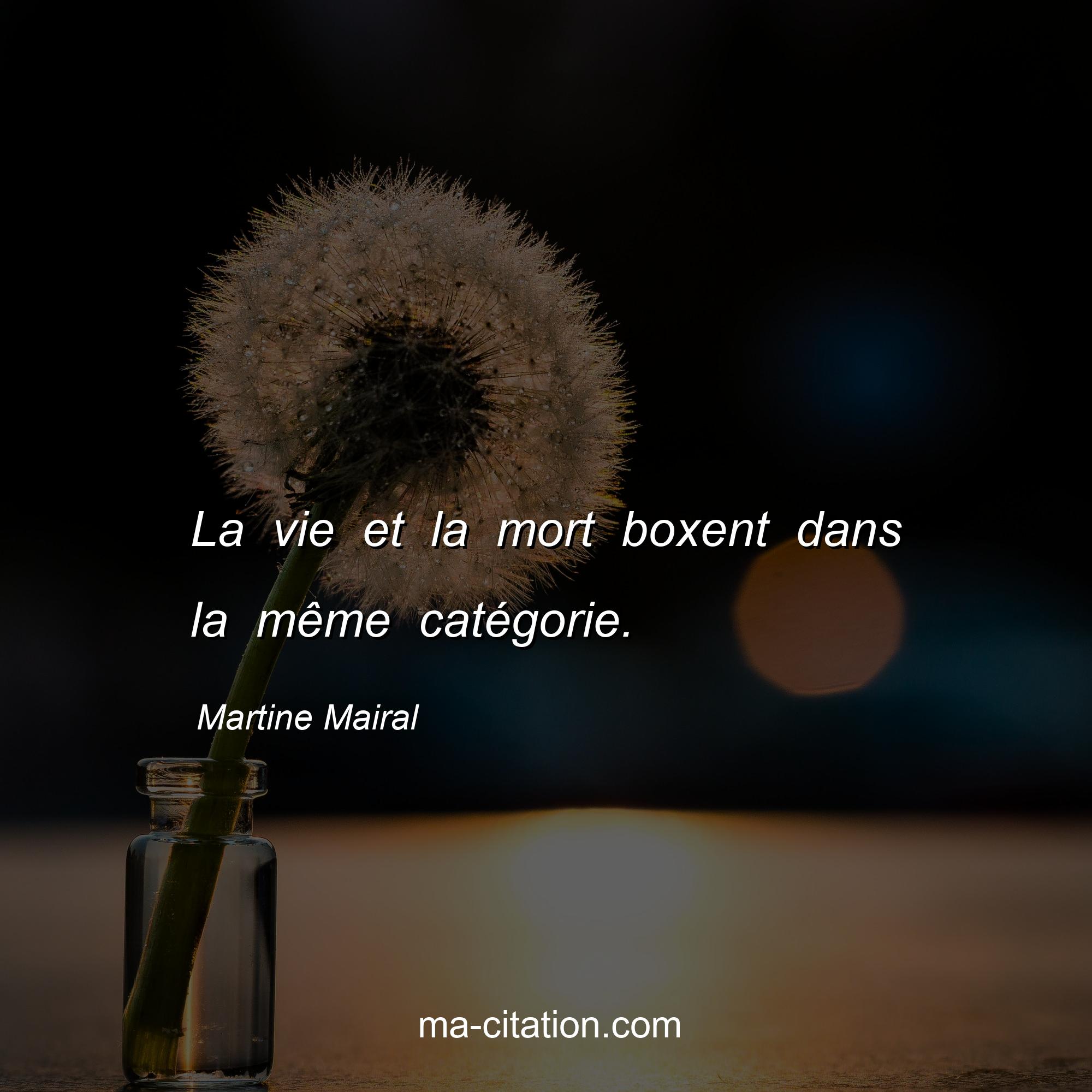 Martine Mairal : La vie et la mort boxent dans la même catégorie.