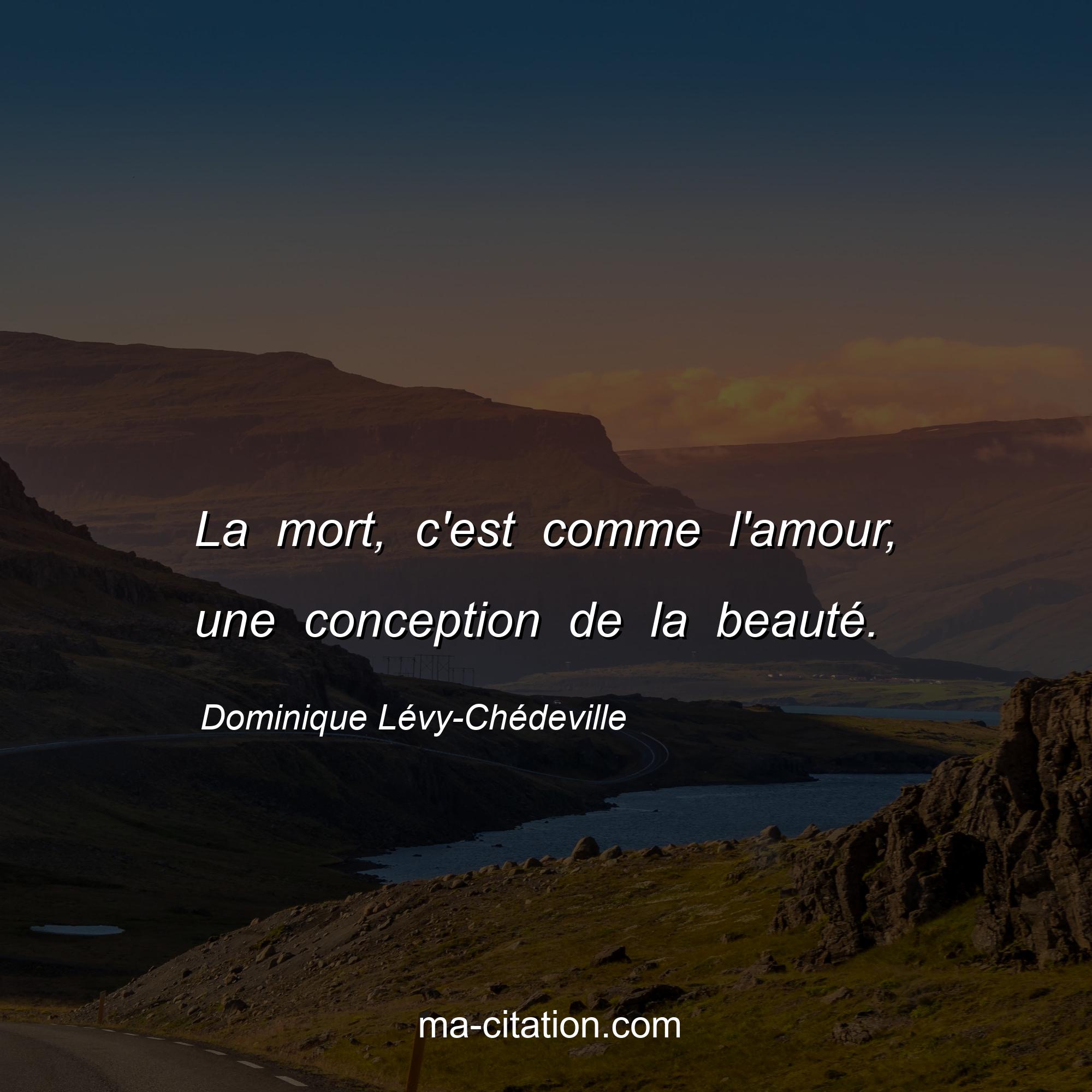Dominique Lévy-Chédeville : La mort, c'est comme l'amour, une conception de la beauté.