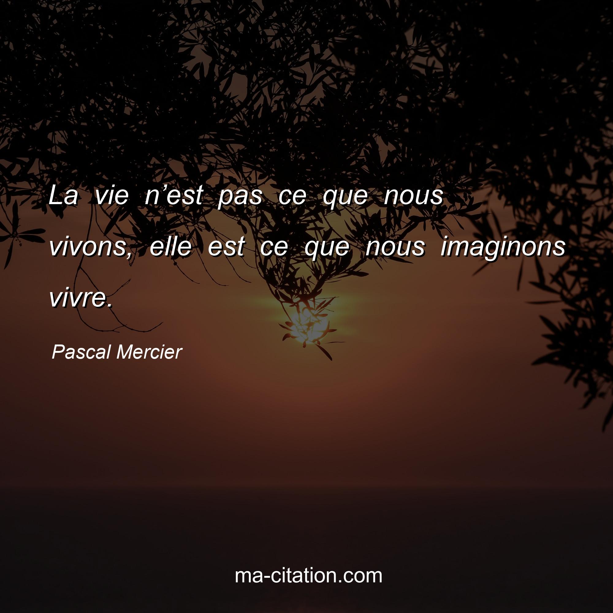 Pascal Mercier : La vie n’est pas ce que nous vivons, elle est ce que nous imaginons vivre.