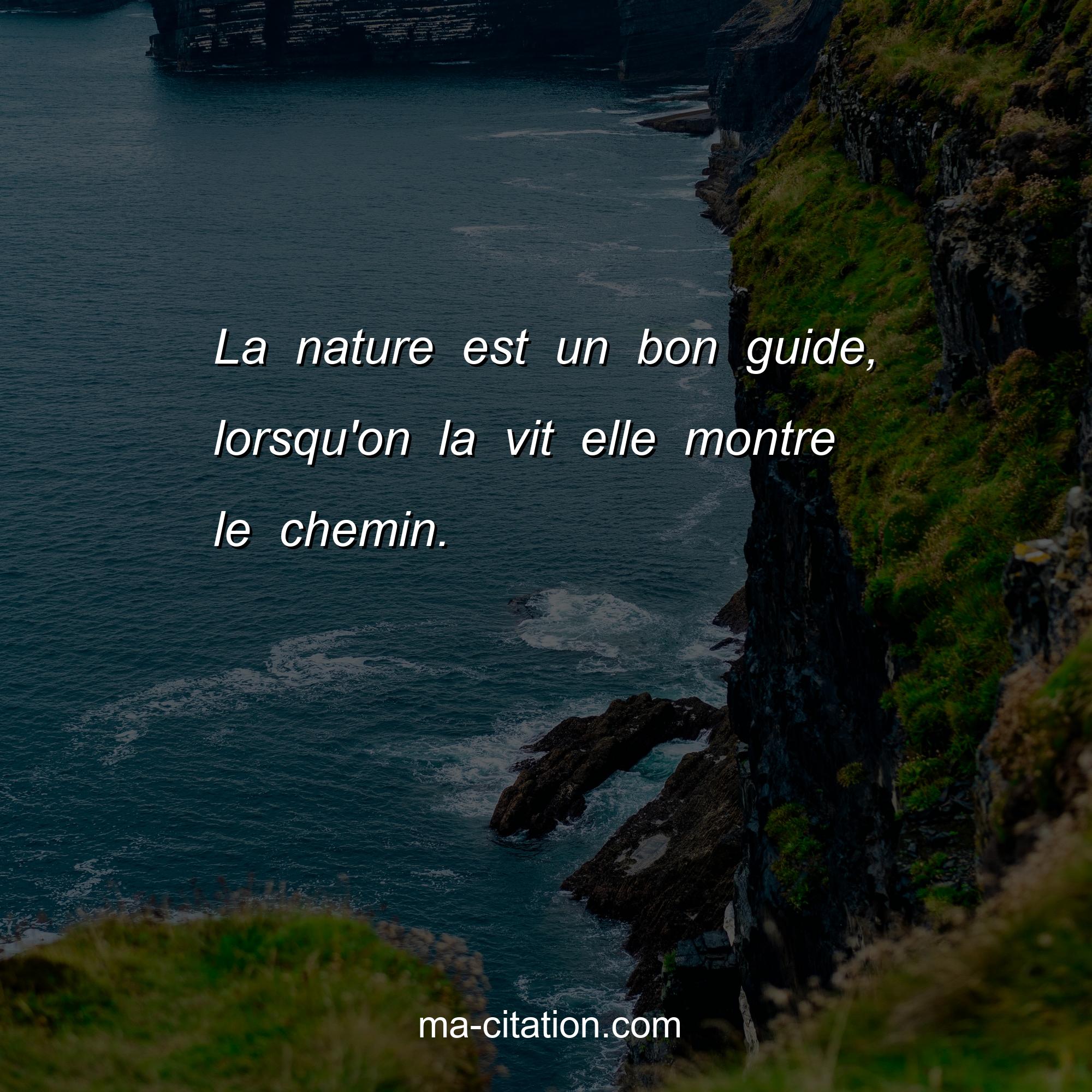 Ma-Citation.com : La nature est un bon guide, lorsqu'on la vit elle montre le chemin.