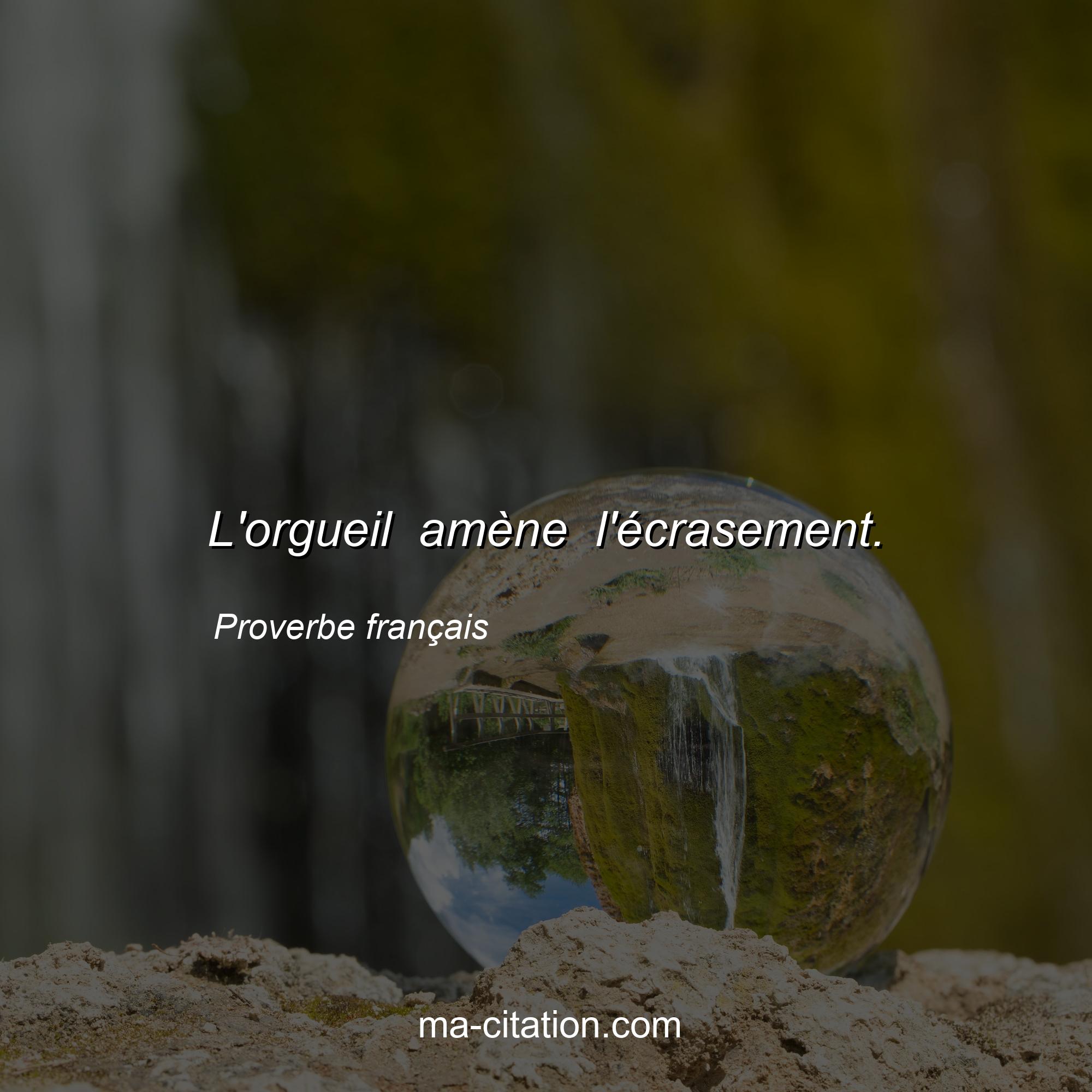 Proverbe français : L'orgueil amène l'écrasement.