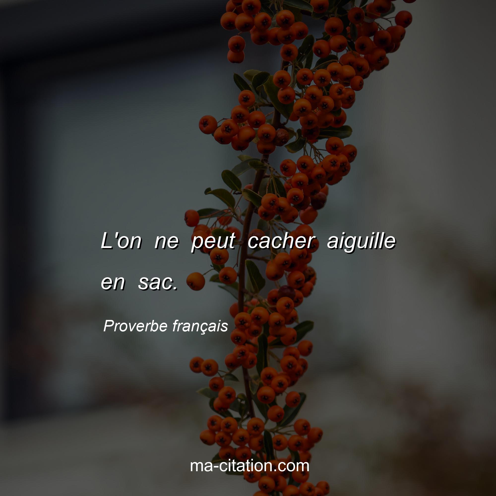 Proverbe français : L'on ne peut cacher aiguille en sac.