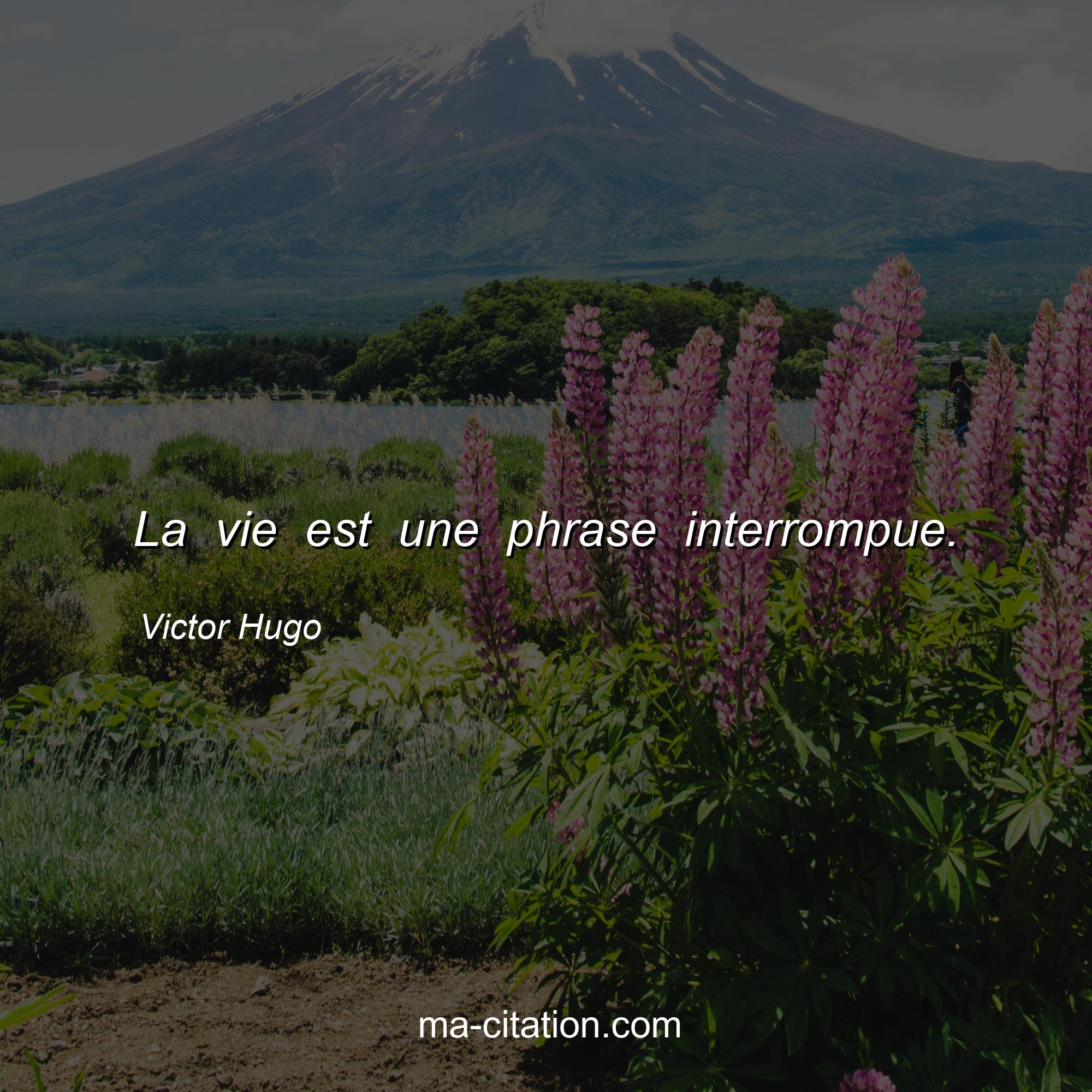 Victor Hugo : La vie est une phrase interrompue.