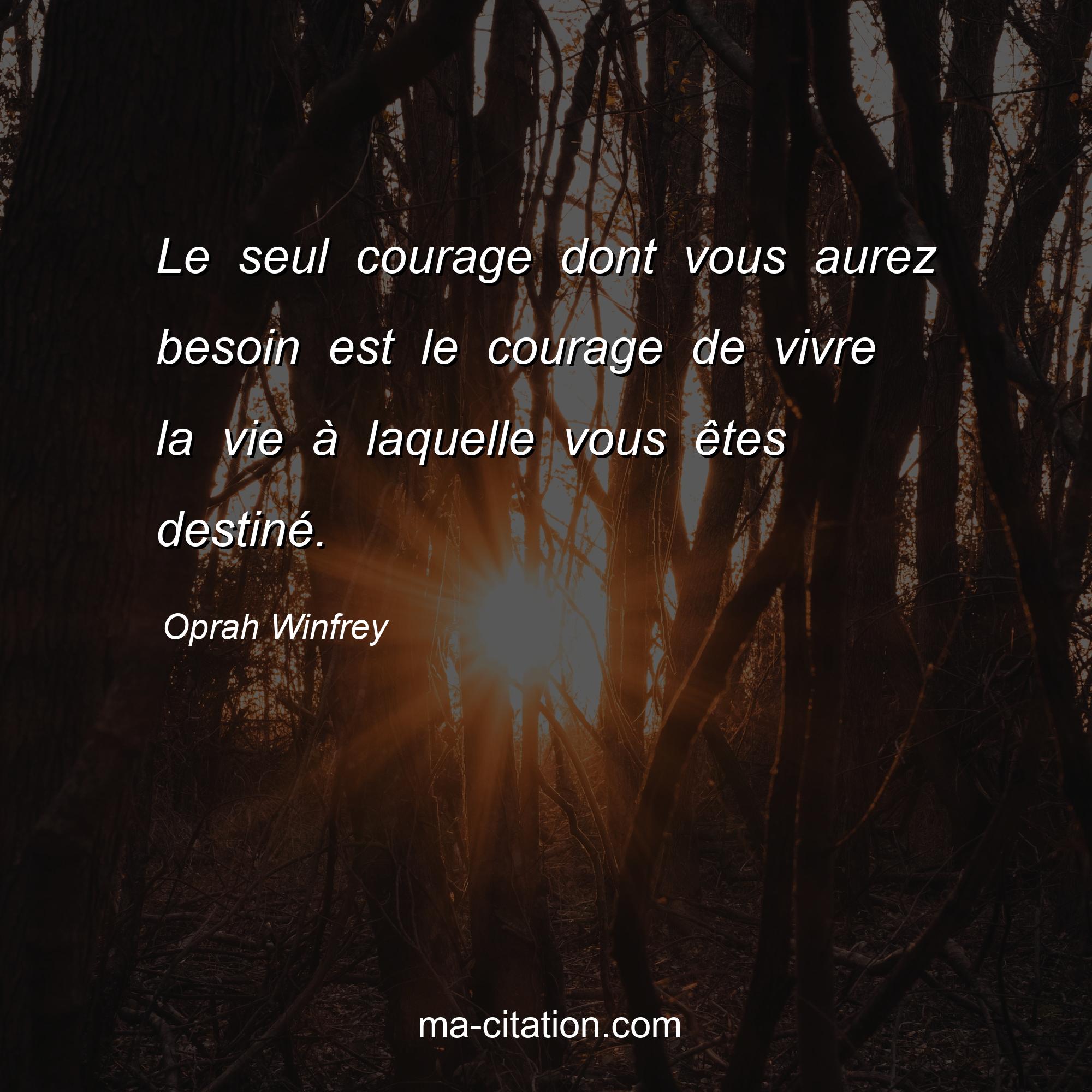 Oprah Winfrey : Le seul courage dont vous aurez besoin est le courage de vivre la vie à laquelle vous êtes destiné.