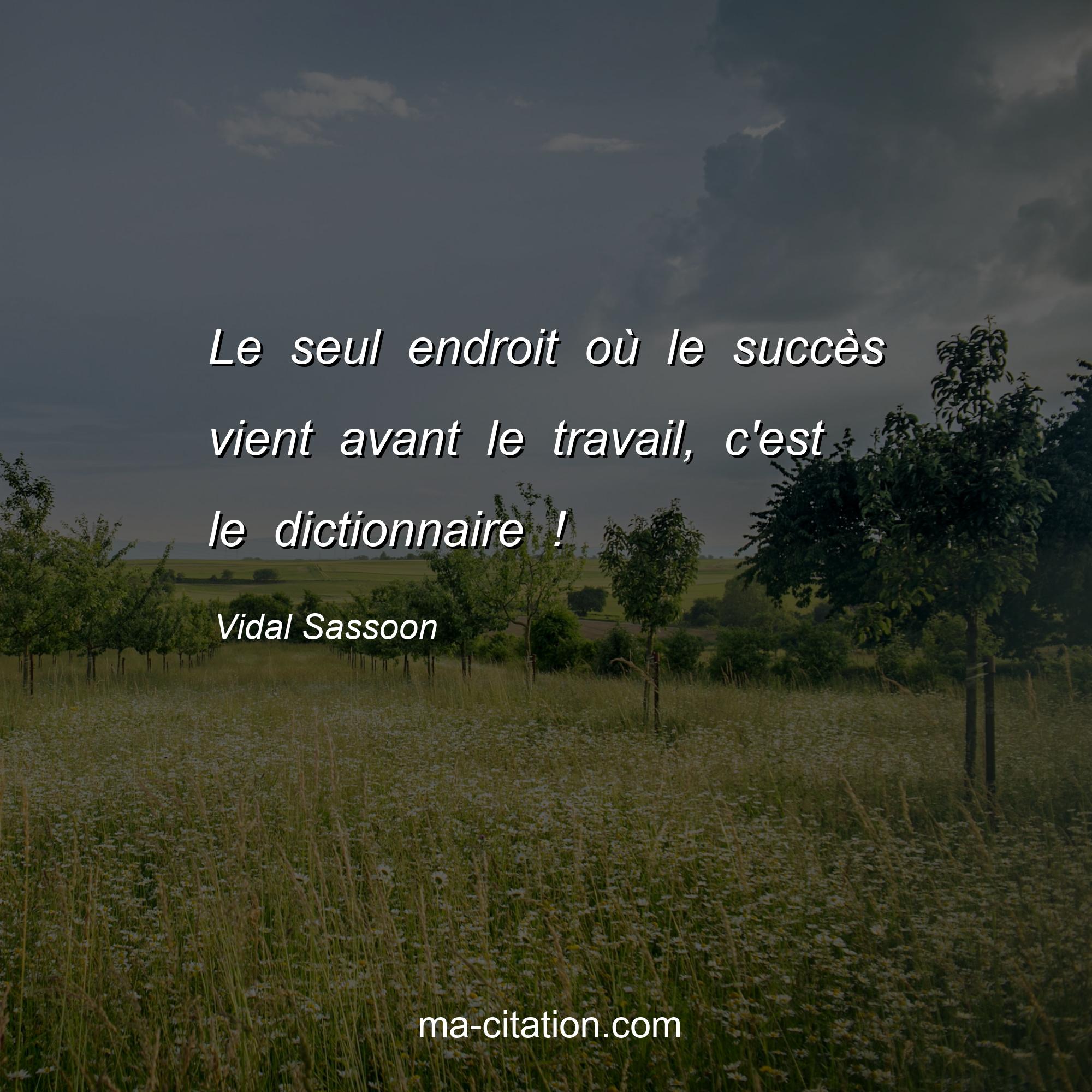 Vidal Sassoon : Le seul endroit où le succès vient avant le travail, c'est le dictionnaire !