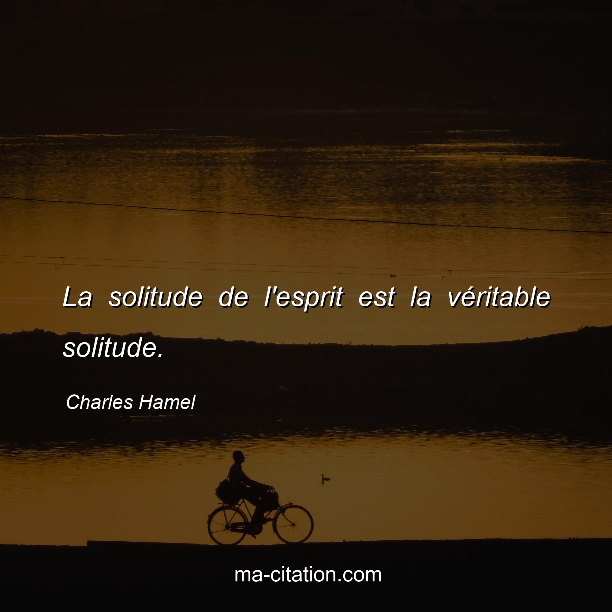 Charles Hamel : La solitude de l'esprit est la véritable solitude.