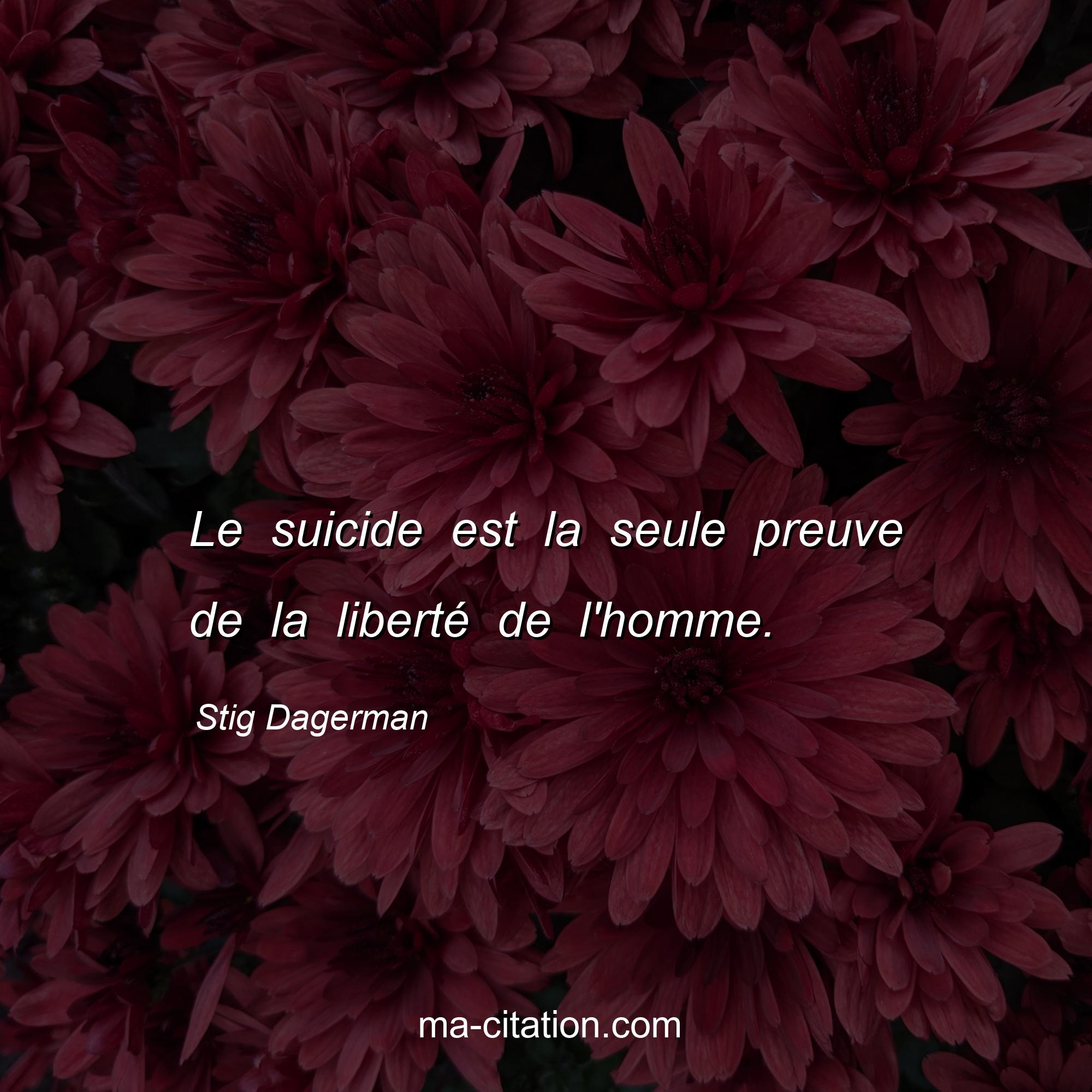 Stig Dagerman : Le suicide est la seule preuve de la liberté de l'homme.