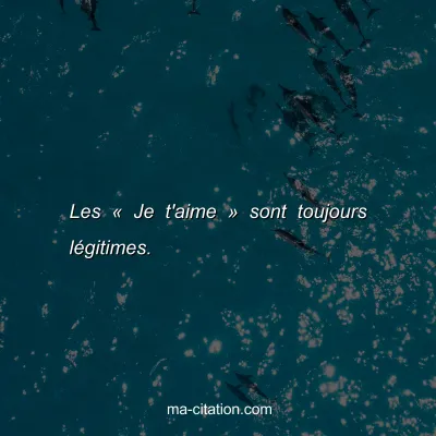Les Â« Je t'aime Â» sont toujours lÃ©gitimes.