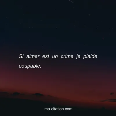 Si aimer est un crime je plaide coupable.