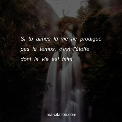 Si tu aimes la vie ne prodigue pas le temps, c'est l'Ã©toffe dont la vie est faite.
