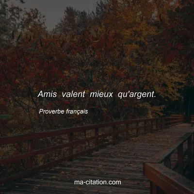 Proverbe franÃ§ais : Amis valent mieux qu'argent.