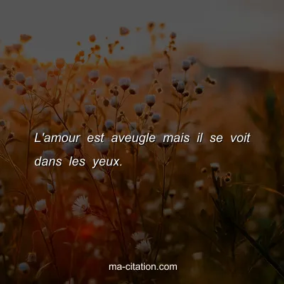 L'amour est aveugle mais il se voit dans les yeux.