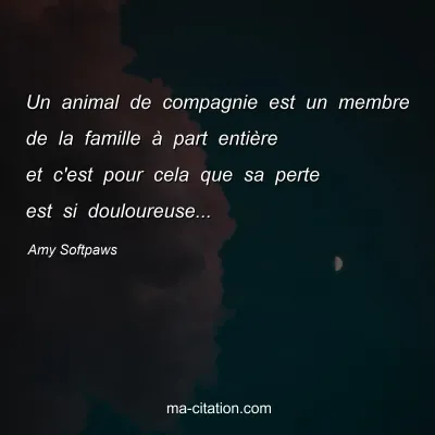 Amy Softpaws : Un animal de compagnie est un membre de la famille à part entière et c'est pour cela que sa perte est si douloureuse...