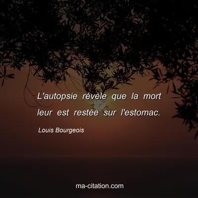 Louis Bourgeois : L'autopsie révèle que la mort leur est restée sur l'estomac.