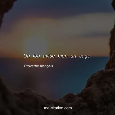 Proverbe franÃ§ais : Un fou avise bien un sage.