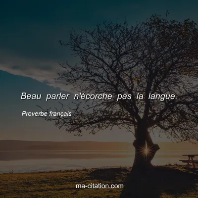 Proverbe franÃ§ais : Beau parler n'Ã©corche pas la langue.