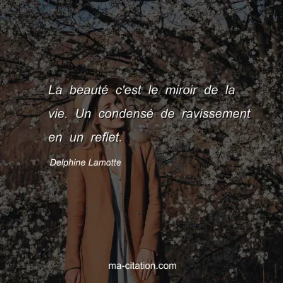 Delphine Lamotte : La beauté c'est le miroir de la vie. Un condensé de ravissement en un reflet.