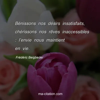 FrÃ©dÃ©ric Beigbeder : BÃ©nissons nos dÃ©sirs insatisfaits, chÃ©rissons nos rÃªves inaccessibles : lâ€™envie nous maintient en vie.