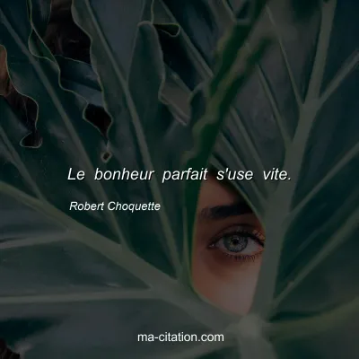 Robert Choquette : Le bonheur parfait s'use vite.