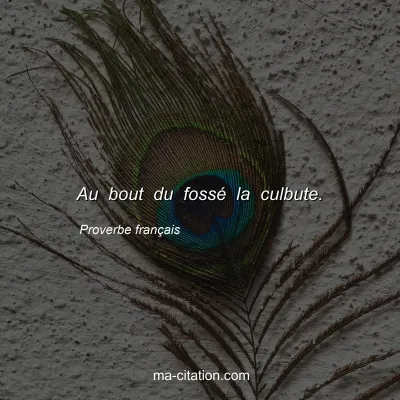 Proverbe franÃ§ais : Au bout du fossÃ© la culbute.