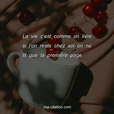La vie câ€˜est comme un livre, si lâ€˜on reste chez soi on ne lit que la premiÃ¨re page.