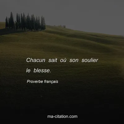 Proverbe franÃ§ais : Chacun sait oÃ¹ son soulier le blesse.
