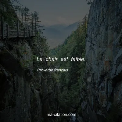 Proverbe franÃ§ais : La chair est faible.