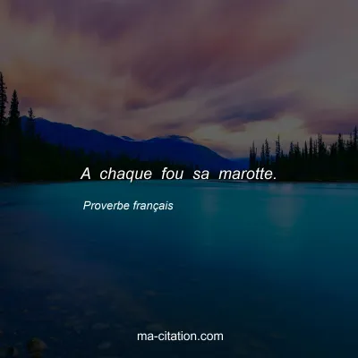 Proverbe franÃ§ais : A chaque fou sa marotte.