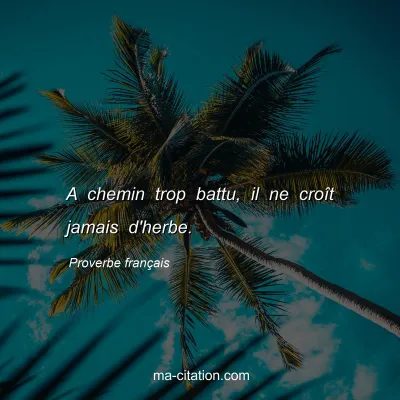 Proverbe franÃ§ais : A chemin trop battu, il ne croÃ®t jamais d'herbe.
