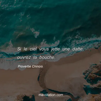Proverbe Chinois : Si le ciel vous jette une datte, ouvrez la bouche.