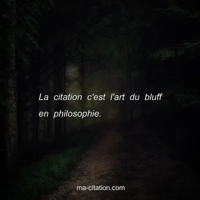 La citation c'est l'art du bluff en philosophie.